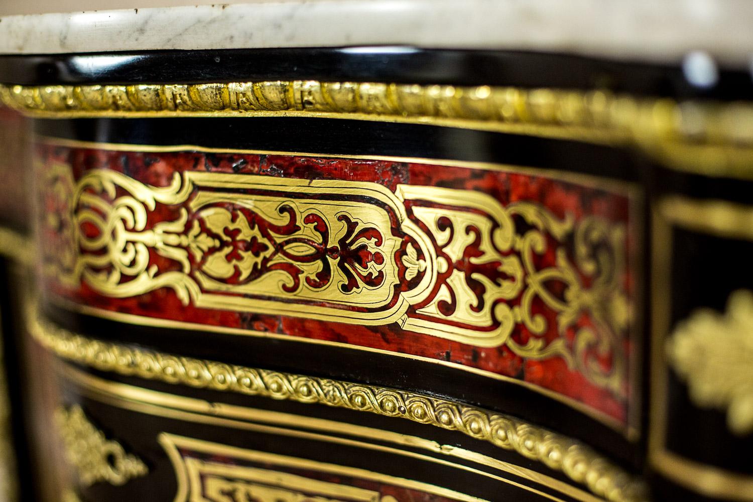 Wood Neo-Baroque Commode in the Boulle Type from 19th Century