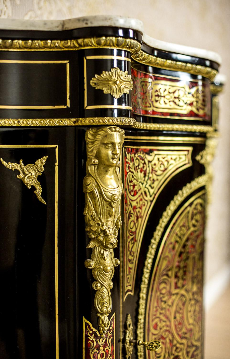 Marquetry Neo-Baroque Commode in the Boulle Type from 19th Century