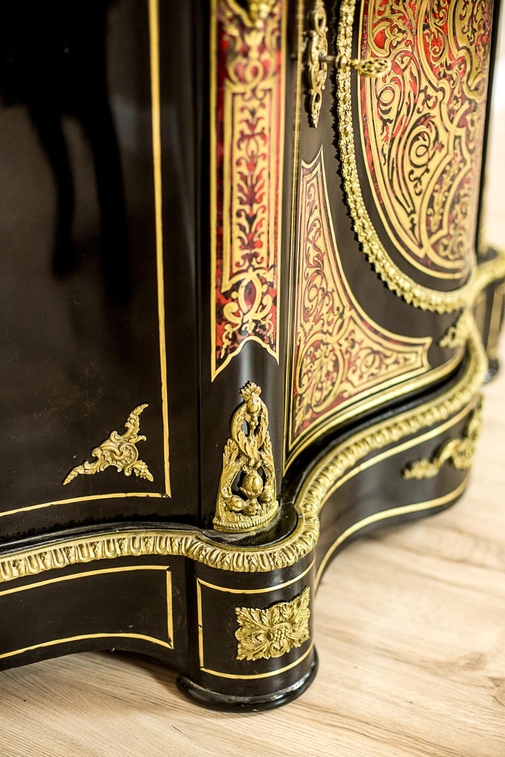 Neo-Baroque Commode in the Boulle Type from 19th Century In Good Condition In Opole, PL