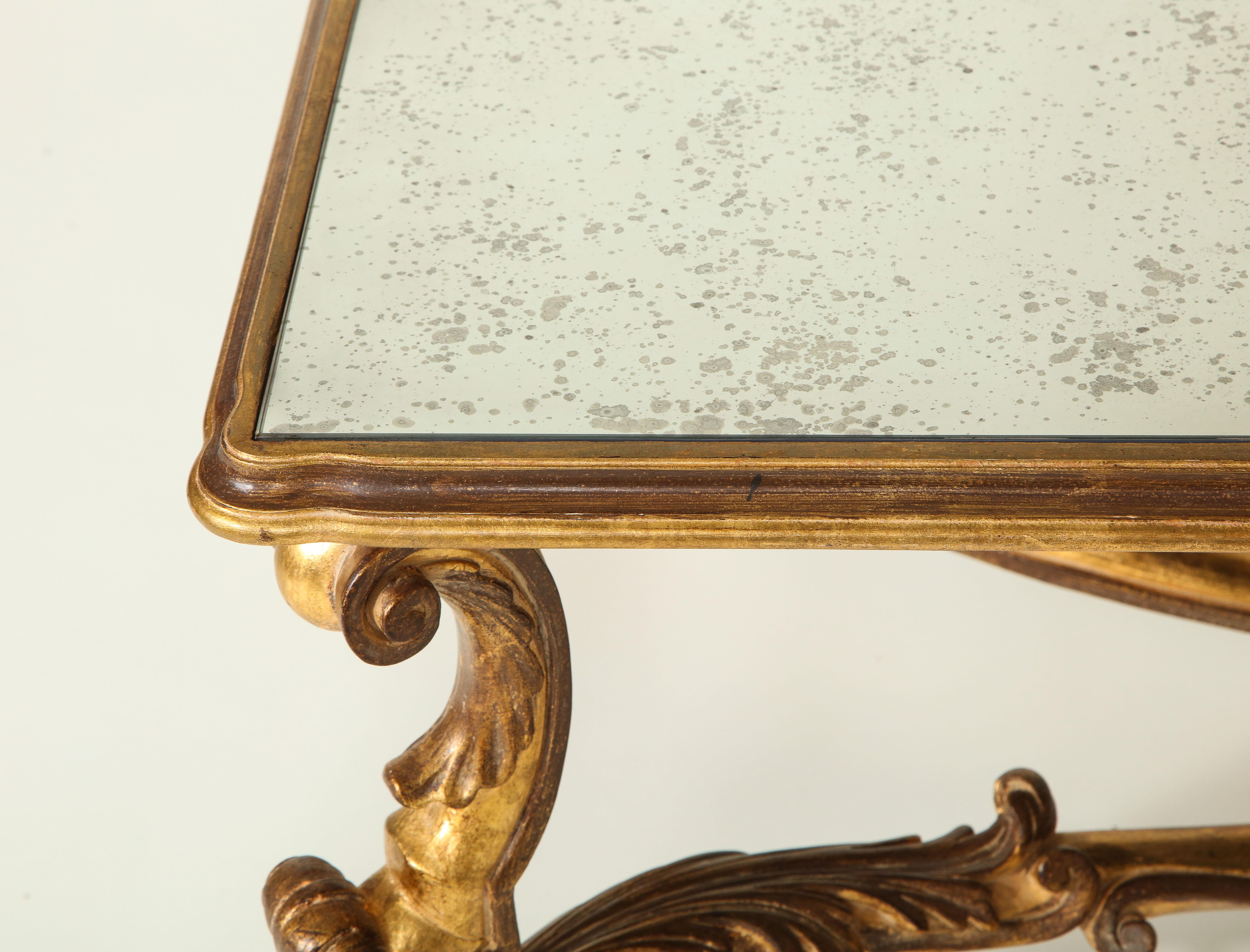 Italian Neo-Baroque Giltwood and Mirror Coffee Table