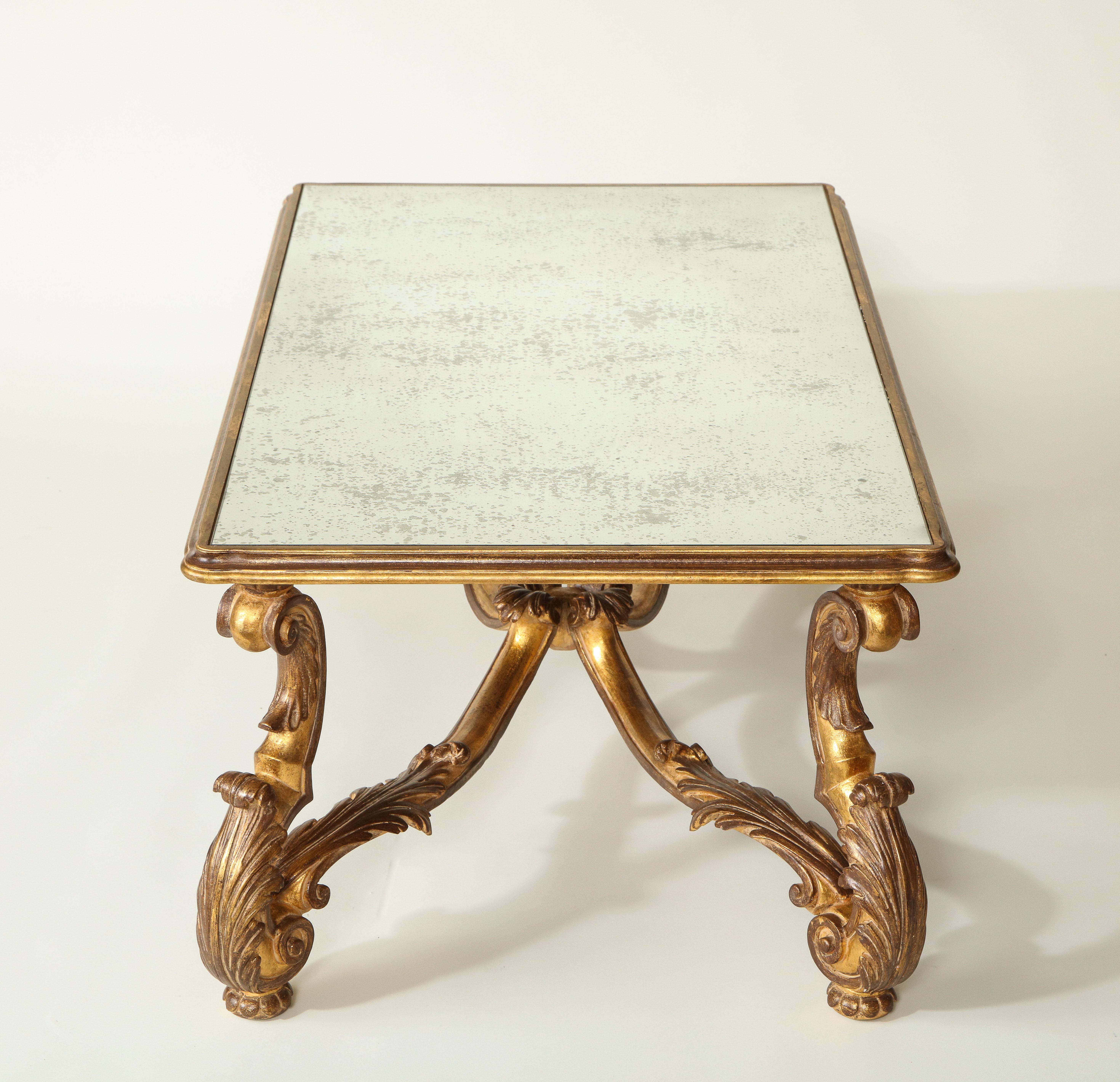20th Century Neo-Baroque Giltwood and Mirror Coffee Table