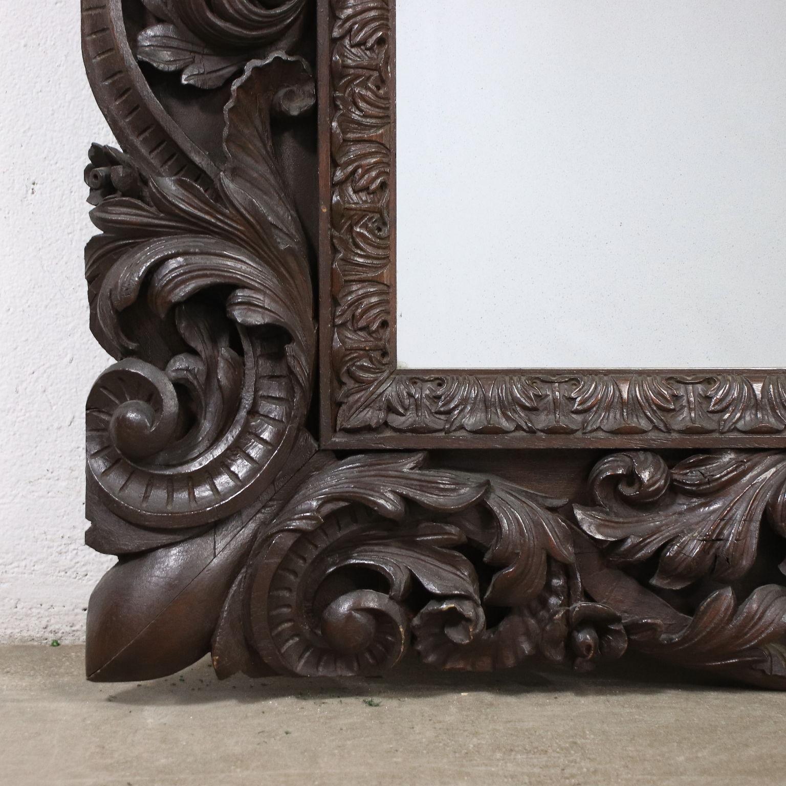 Neo Baroque Mirror Oak Italy XIX Century 5