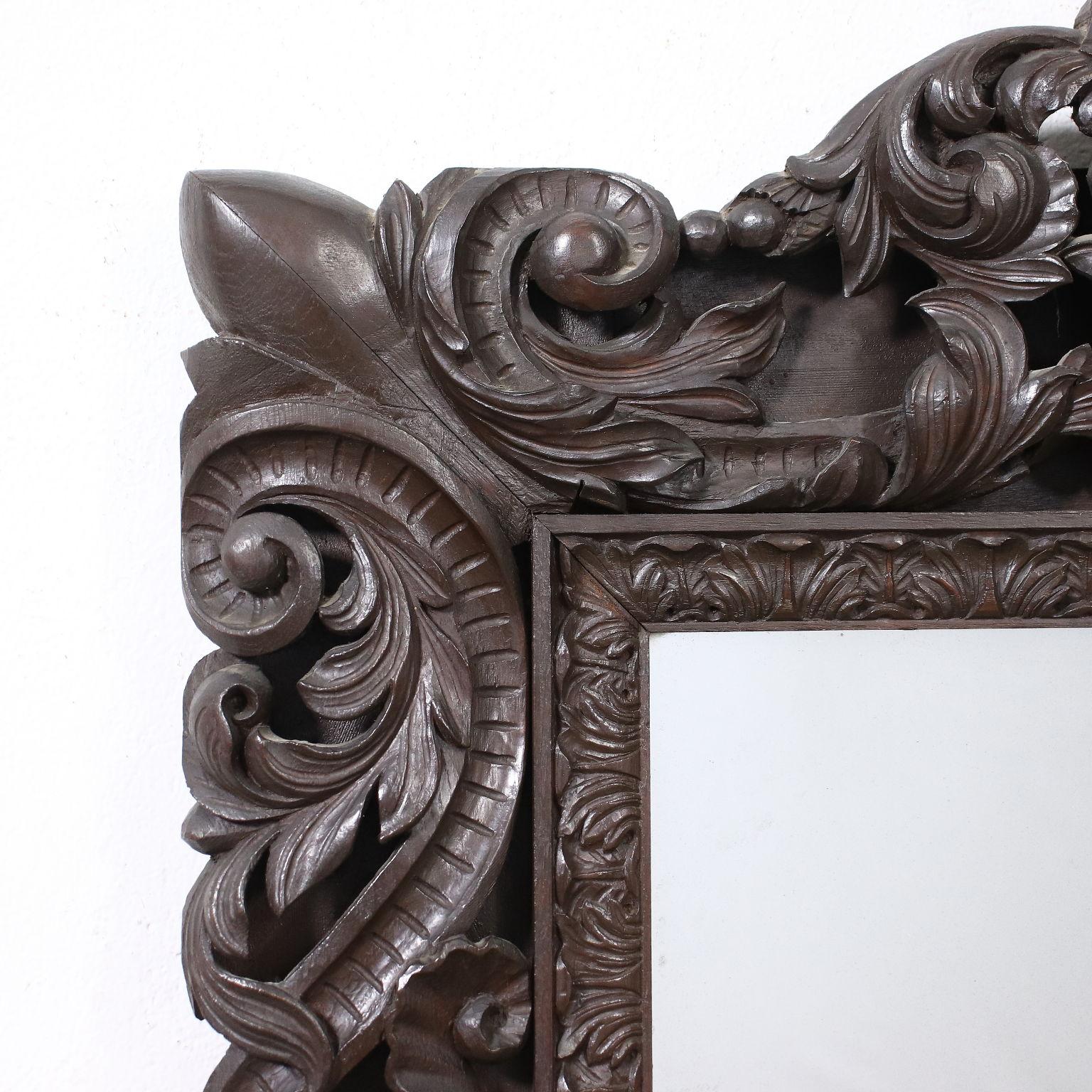 Neo Baroque Mirror Oak Italy XIX Century 1