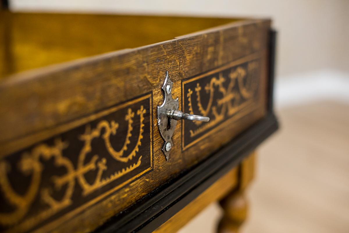 Ebony Neo-Baroque Oak Sewing Table, circa Late 19th Century