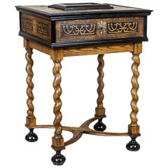 Antique Neo-Baroque Oak Sewing Table, circa Late 19th Century