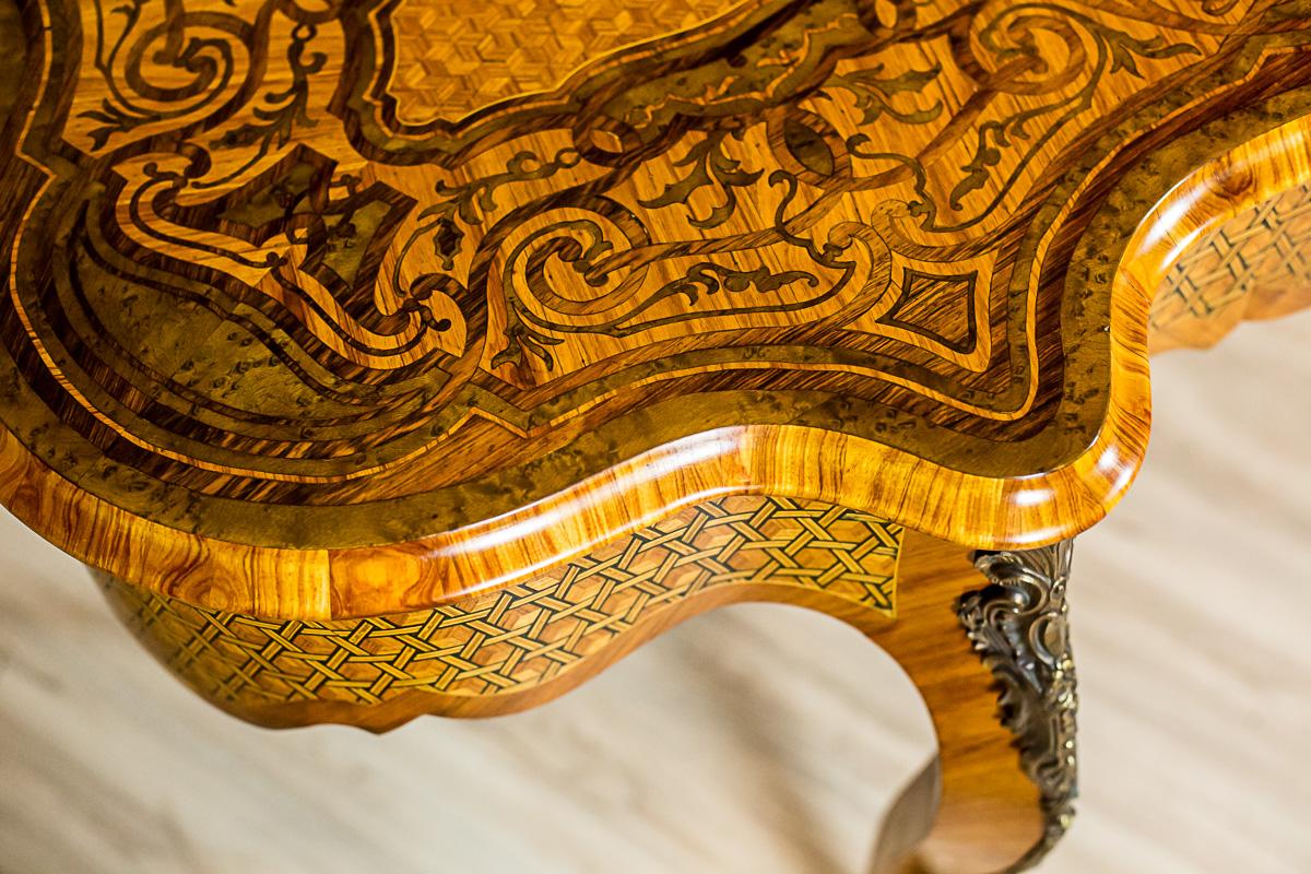 Neo-Baroque, Richly Intarsiated Desk from the Second Half of the 19th Century In Good Condition In Opole, PL