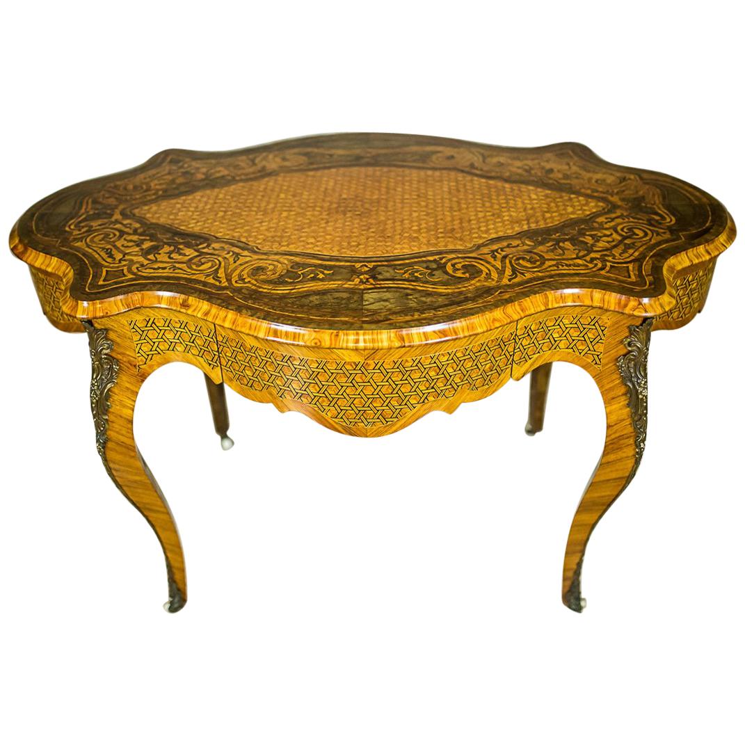 Neo-Baroque, Richly Intarsiated Desk from the Second Half of the 19th Century