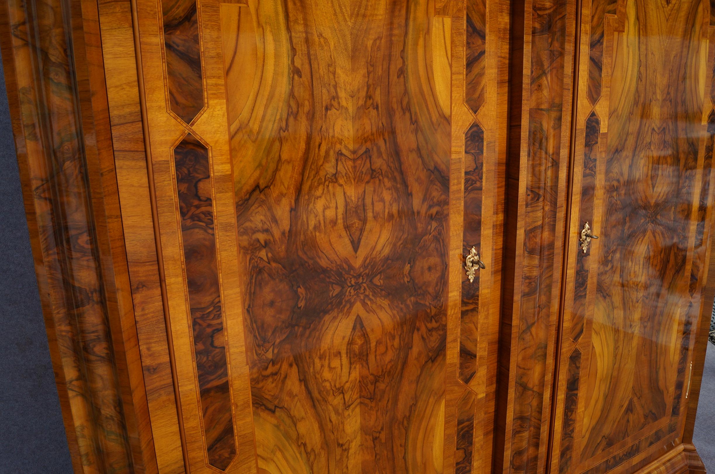 Burnished Neo Baroque Walnut Wardrobe from 1900 . For Sale