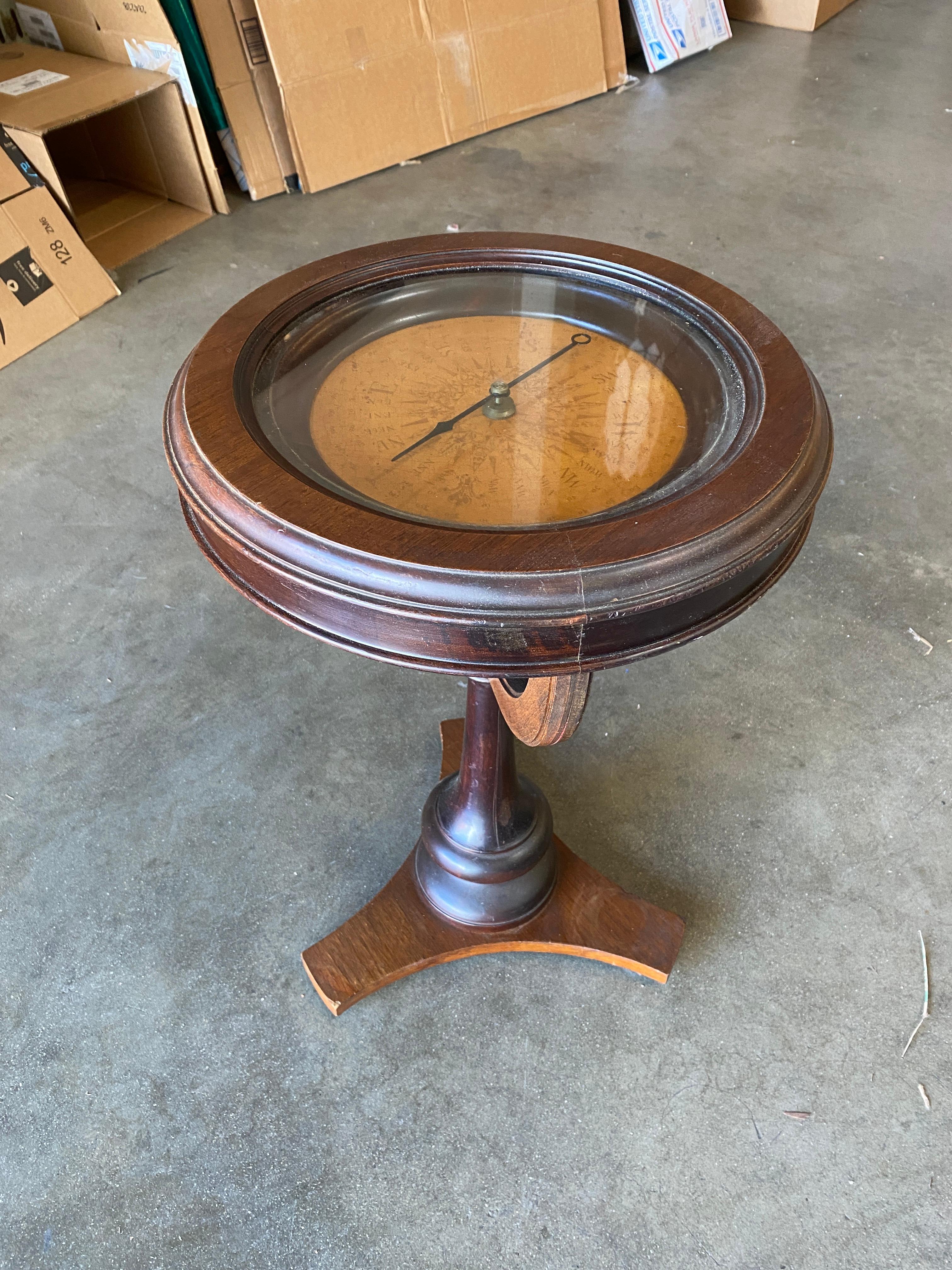 Mid-20th Century Neo Classaic Dark Oak Compass Side Smoking Table For Sale