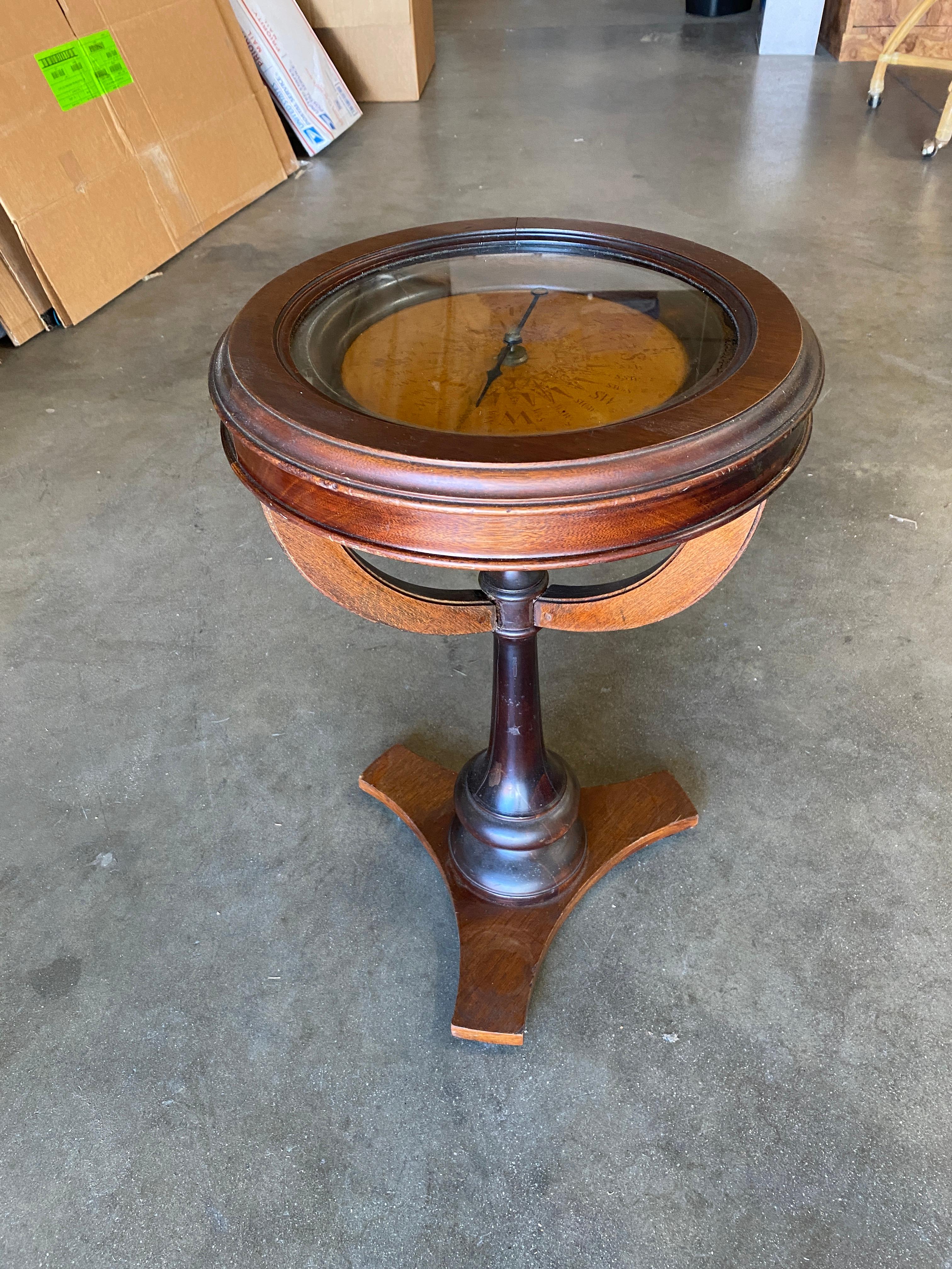 Neo Classaic Dark Oak Compass Side Smoking Table For Sale 2