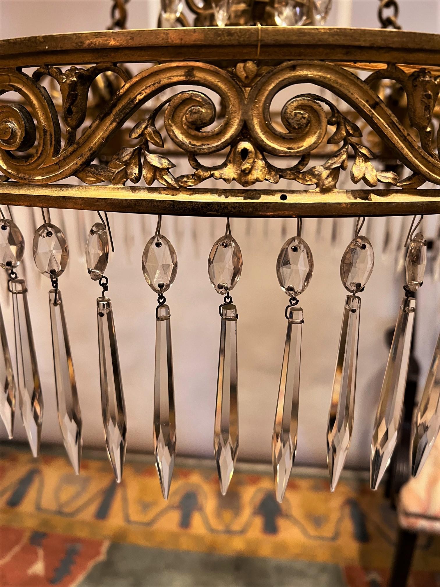 Neo-Classic 8-Light Gilt Bronze & Crystal Chandelier, France, Circa:1830 For Sale 4