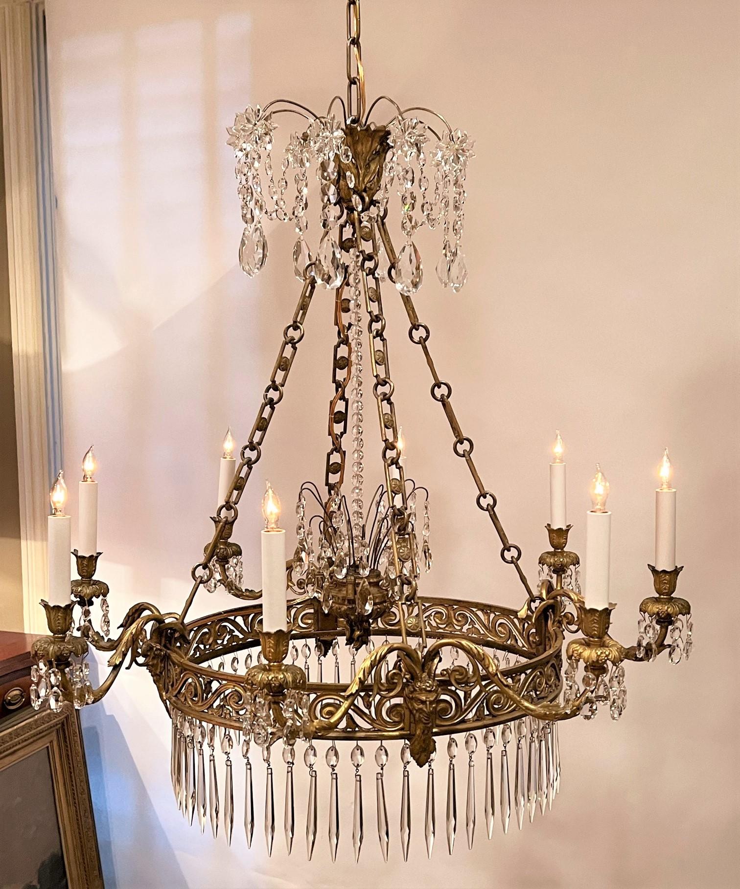 Neo-Classic 8-Light Gilt Bronze & Crystal Chandelier, France, Circa:1830 For Sale 6