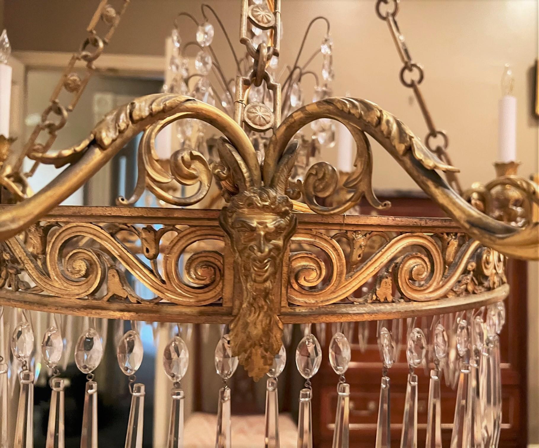 Neo-Classic 8-Light Gilt Bronze & Crystal Chandelier, France, Circa:1830 For Sale 1