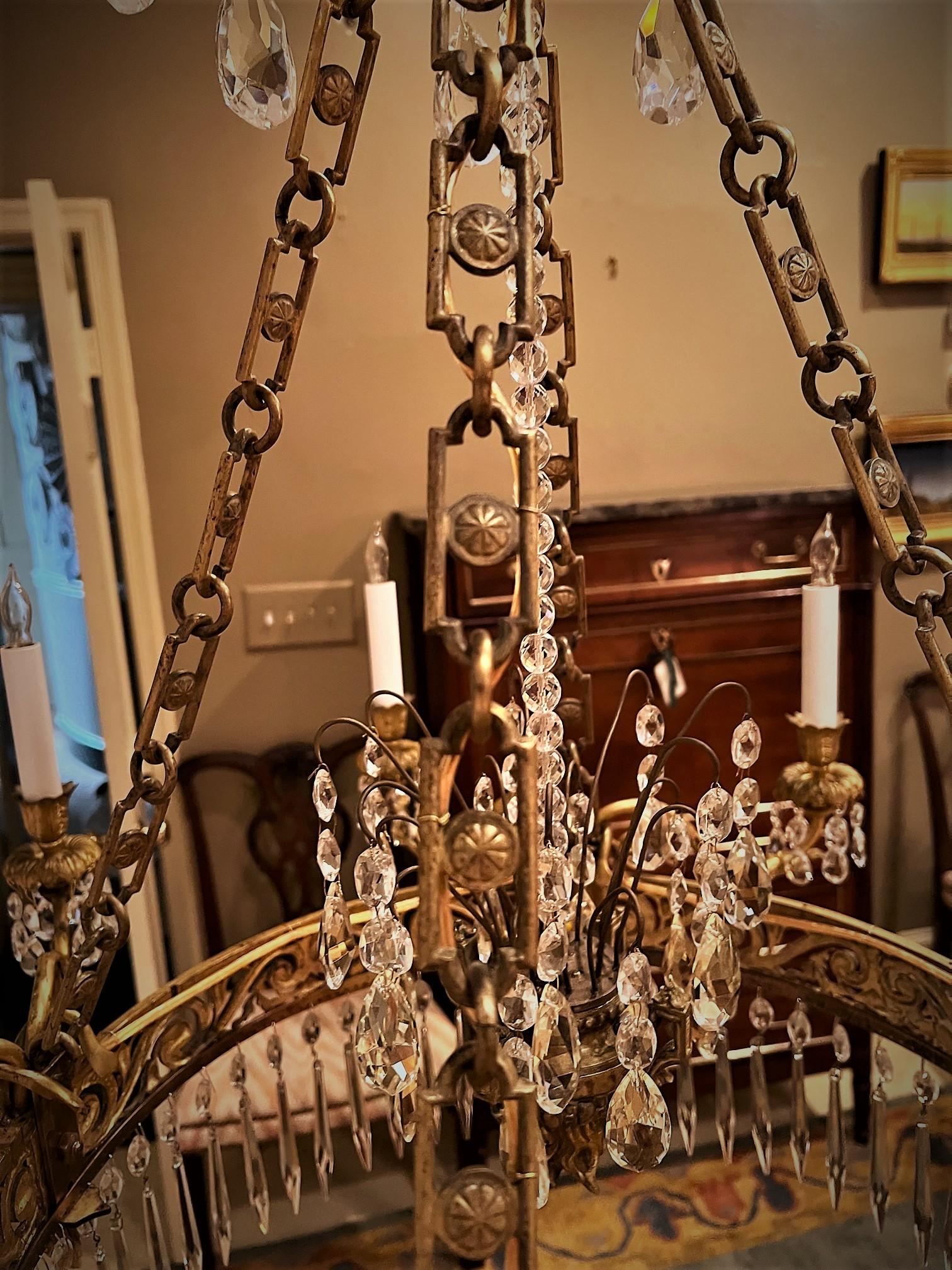 Neo-Classic 8-Light Gilt Bronze & Crystal Chandelier, France, Circa:1830 For Sale 3