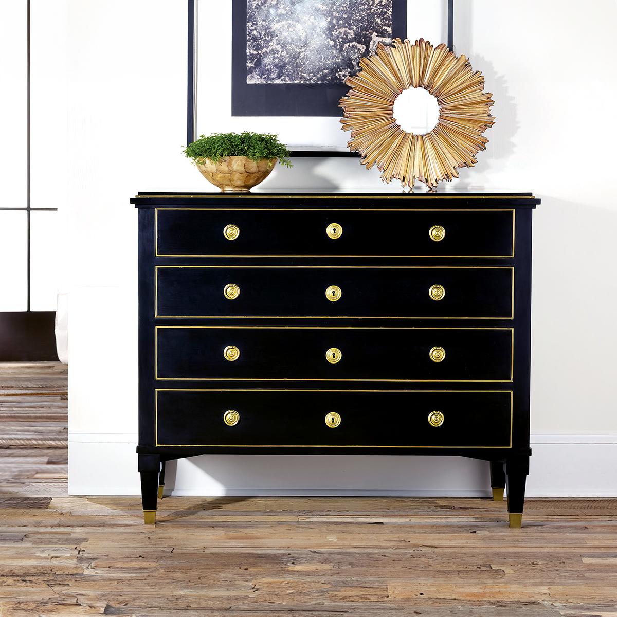 Neoclassical Neo Classic Black Chest of Drawers For Sale