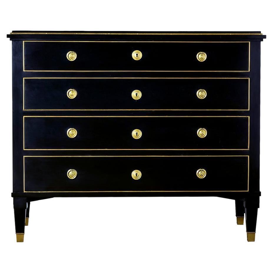 Neo Classic Black Chest of Drawers For Sale