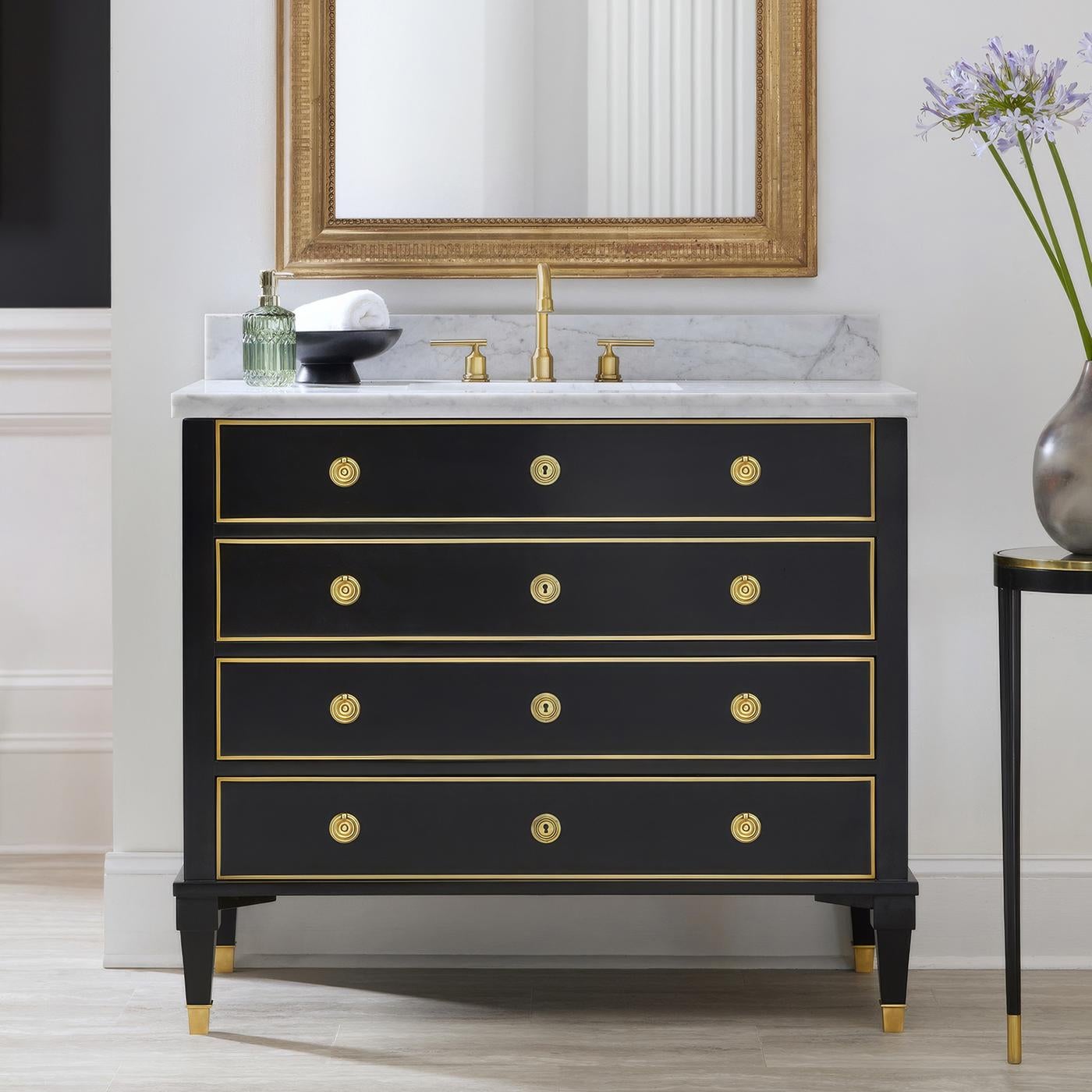 Neoclassico Vanità Neo Classic con piano in marmo nero in vendita
