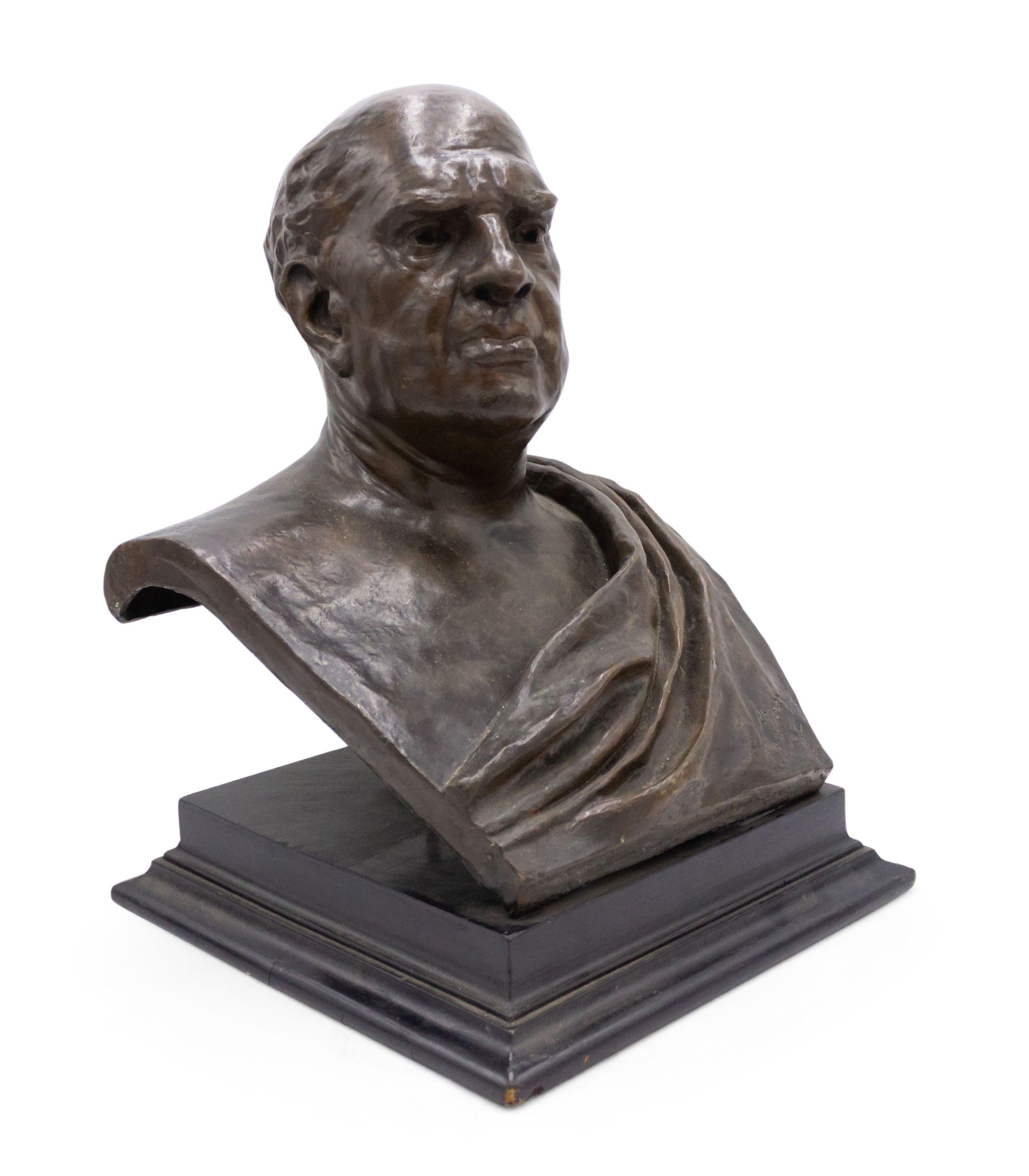 Busto neoclassico in bronzo di uomo toga in vendita 2