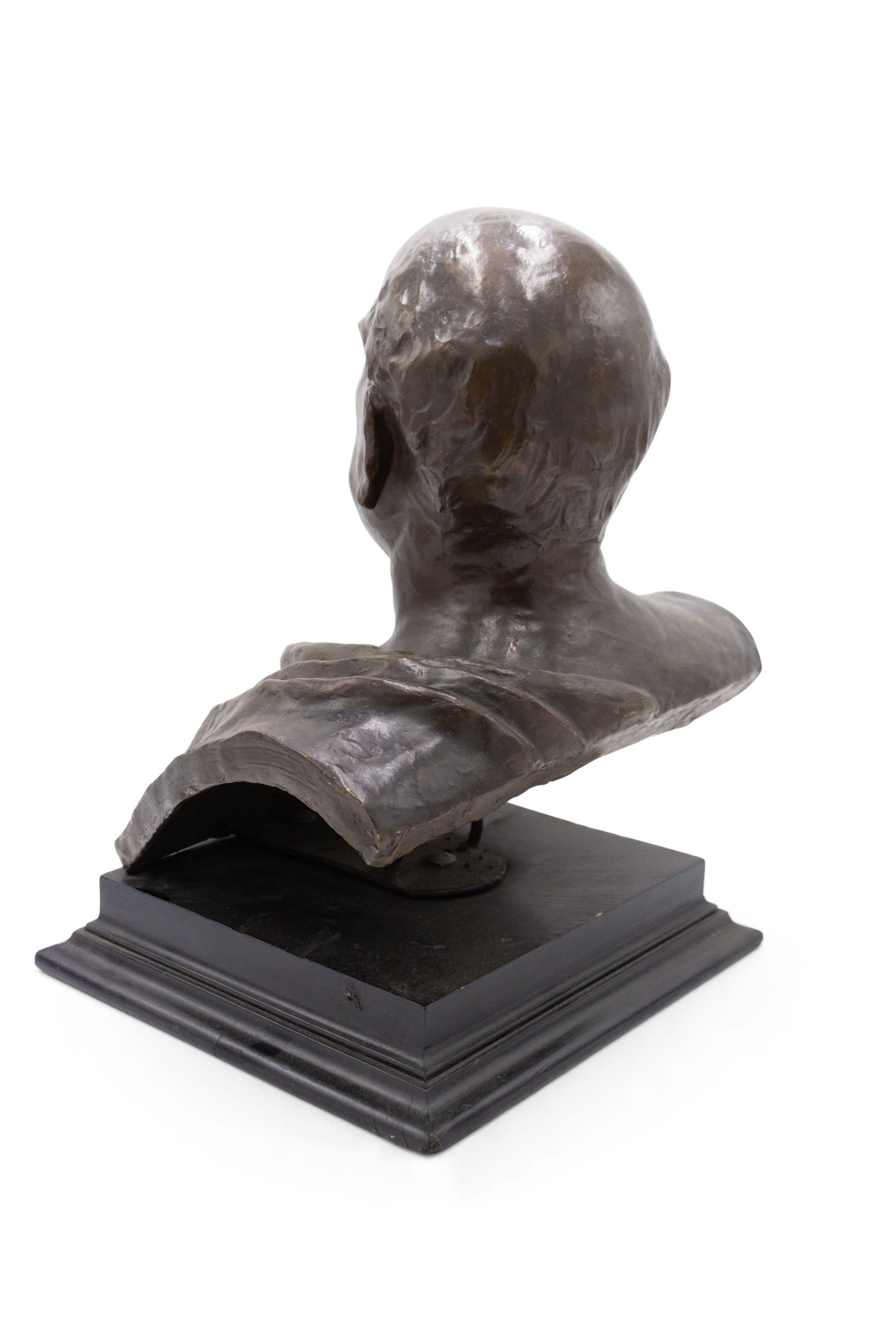 Busto neoclassico in bronzo di uomo toga In condizioni buone in vendita a Queens, NY