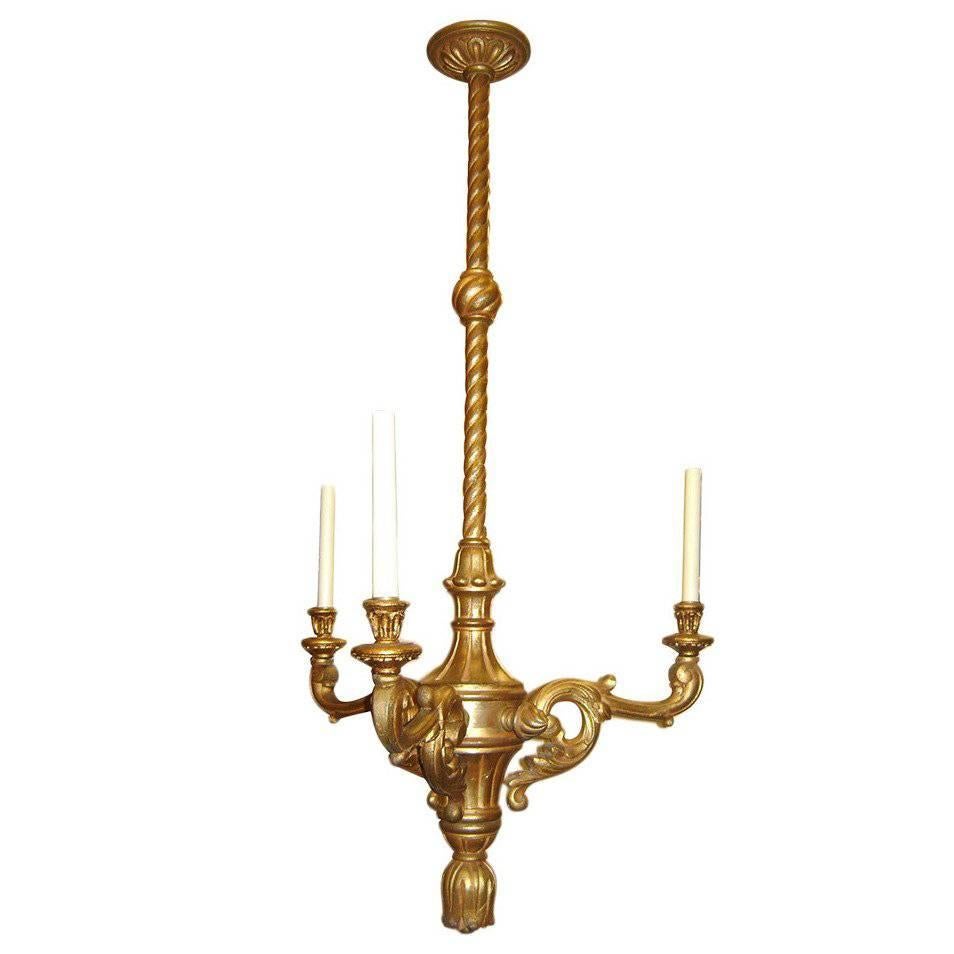 Neoclassic Carved and Giltwood Chandelier