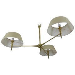 Vintage Neoclassic Chandelier Has 3-Light Arms in Bronze, circa 1945-1950