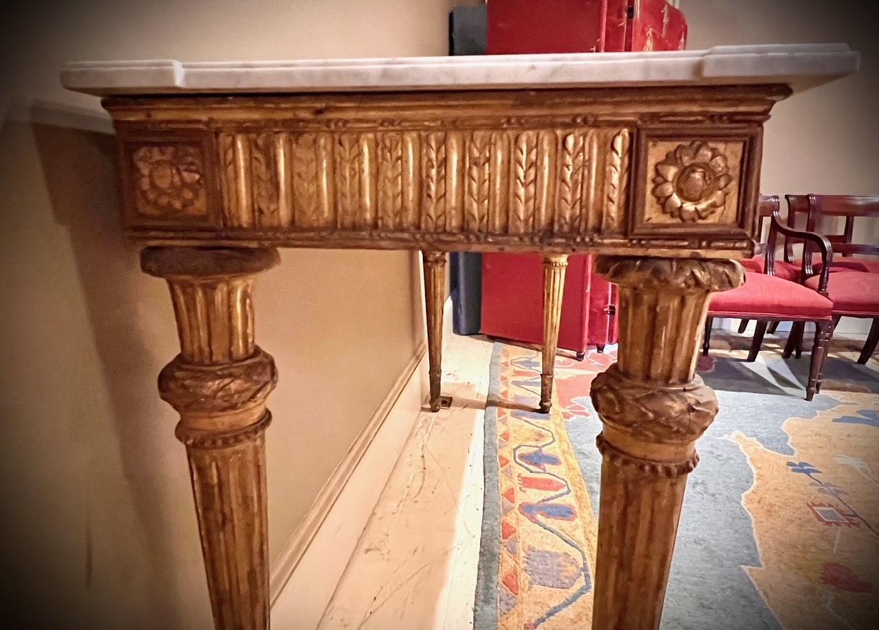 Neo-Classic Giltwood & Marble Top Console Table, Italy, Circa:1795 For Sale 5
