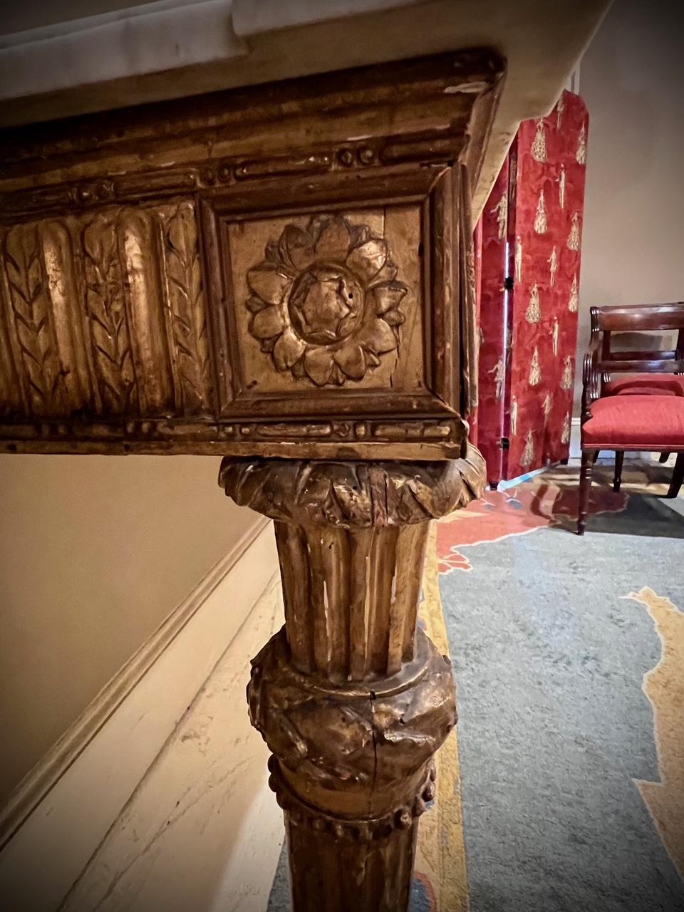 Neo-Classic Giltwood & Marble Top Console Table, Italy, Circa:1795 For Sale 8
