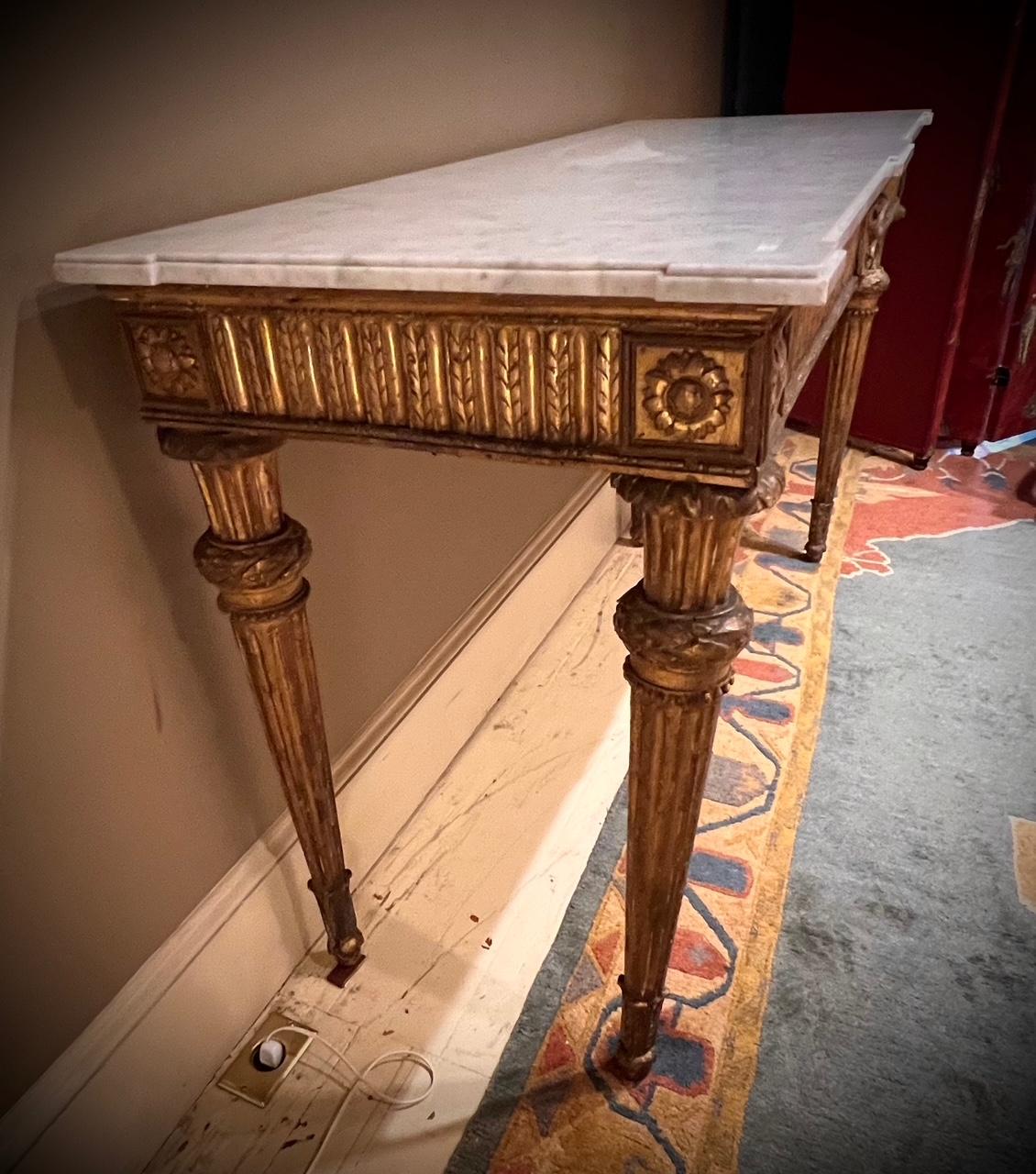 Neo-Classic Giltwood & Marble Top Console Table, Italy, Circa:1795 For Sale 9