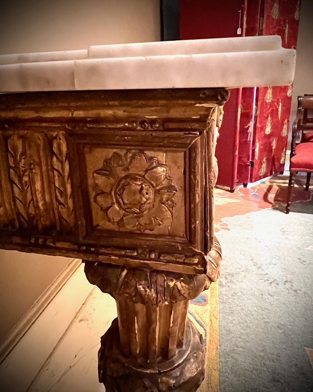 Neo-Classic Giltwood & Marble Top Console Table, Italy, Circa:1795 For Sale 12