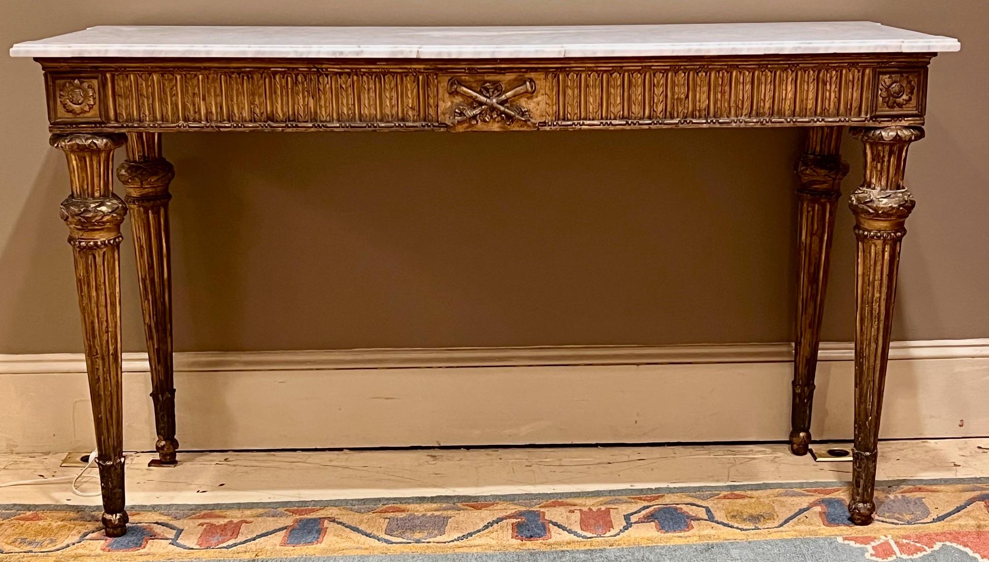 Neo-Classic Giltwood & Marble Top Console Table, Italy, Circa:1795 For Sale 13
