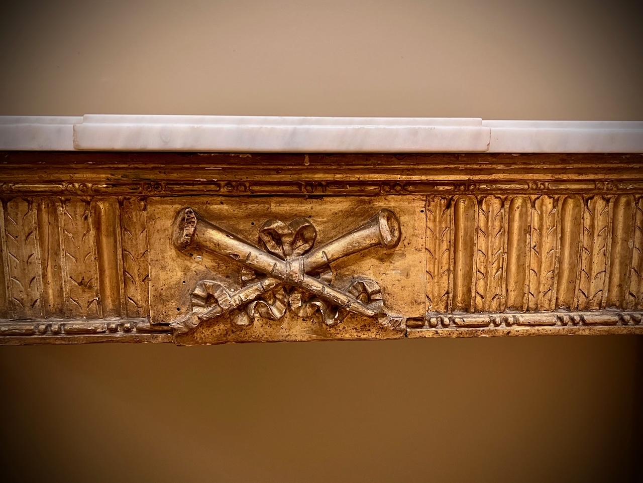 Neo-Classic Giltwood & Marble Top Console Table, Italy, Circa:1795 For Sale 1