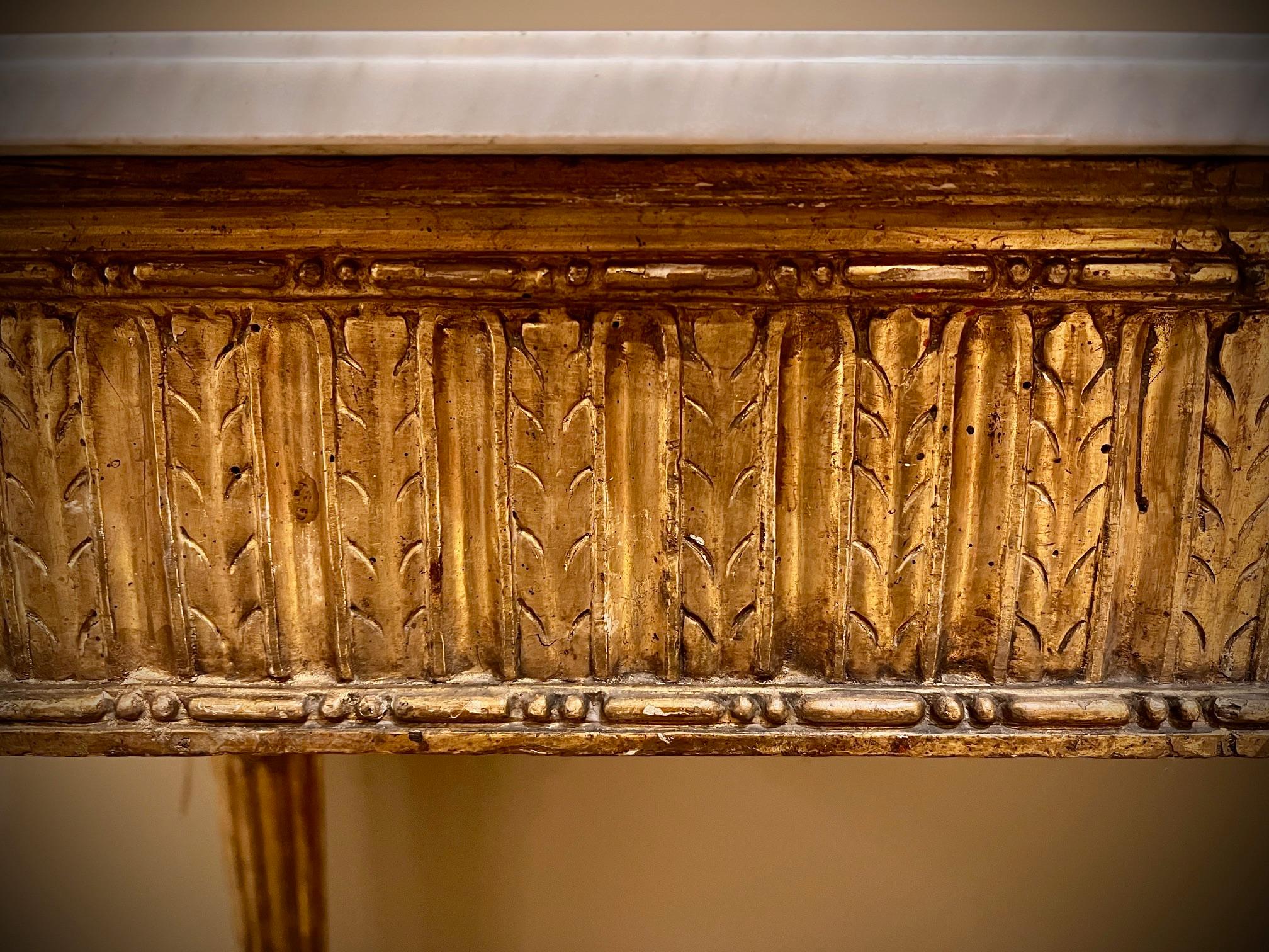 Neo-Classic Giltwood & Marble Top Console Table, Italy, Circa:1795 For Sale 2