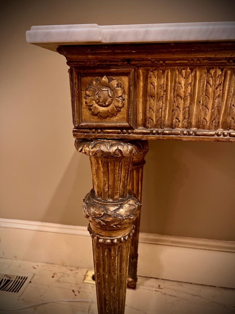 Neo-Classic Giltwood & Marble Top Console Table, Italy, Circa:1795 For Sale 3