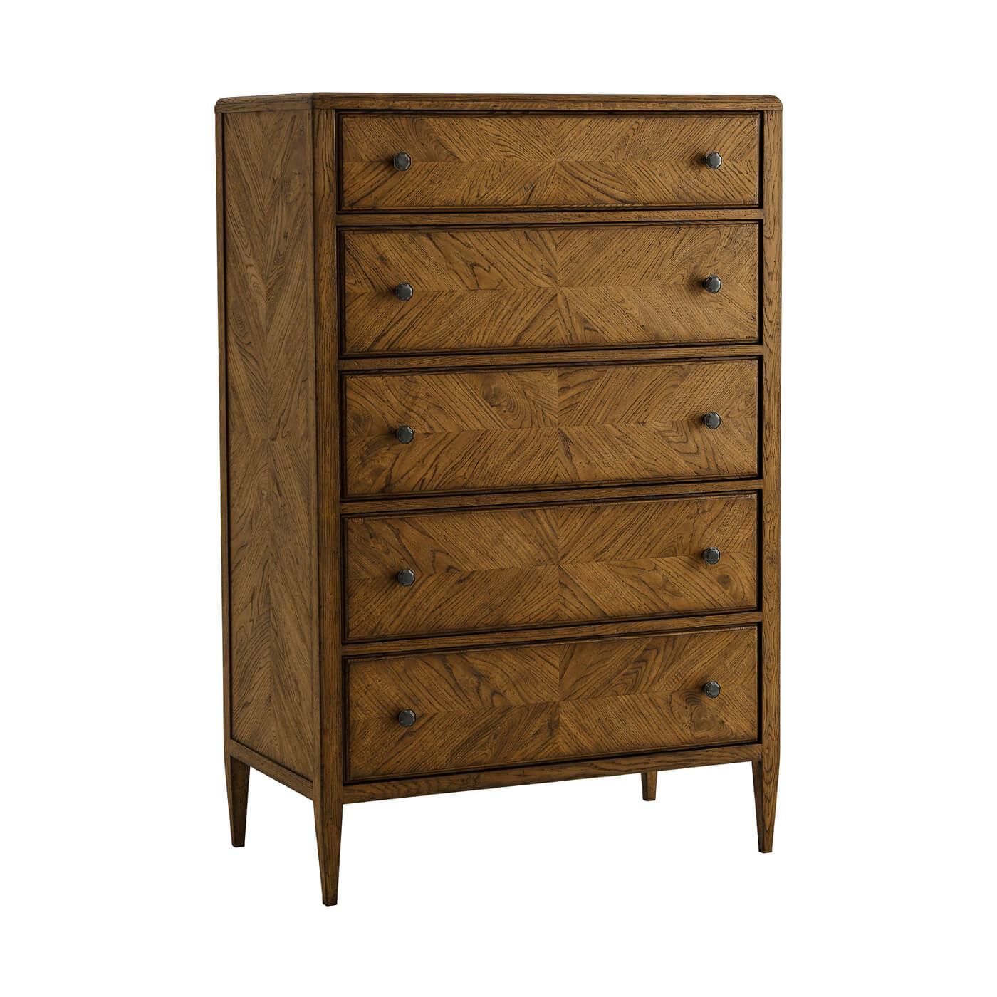 Neoclassical Neo Classic Oak Tall Dresser, Dark For Sale