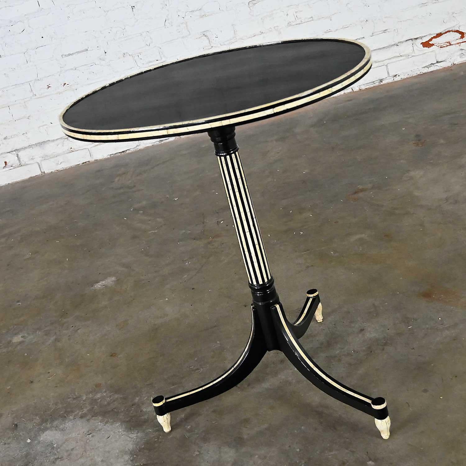 Neoclassical Neo-Classic Olive Oval Side Table Rose Tarlow Melrose House Ebony Black & White