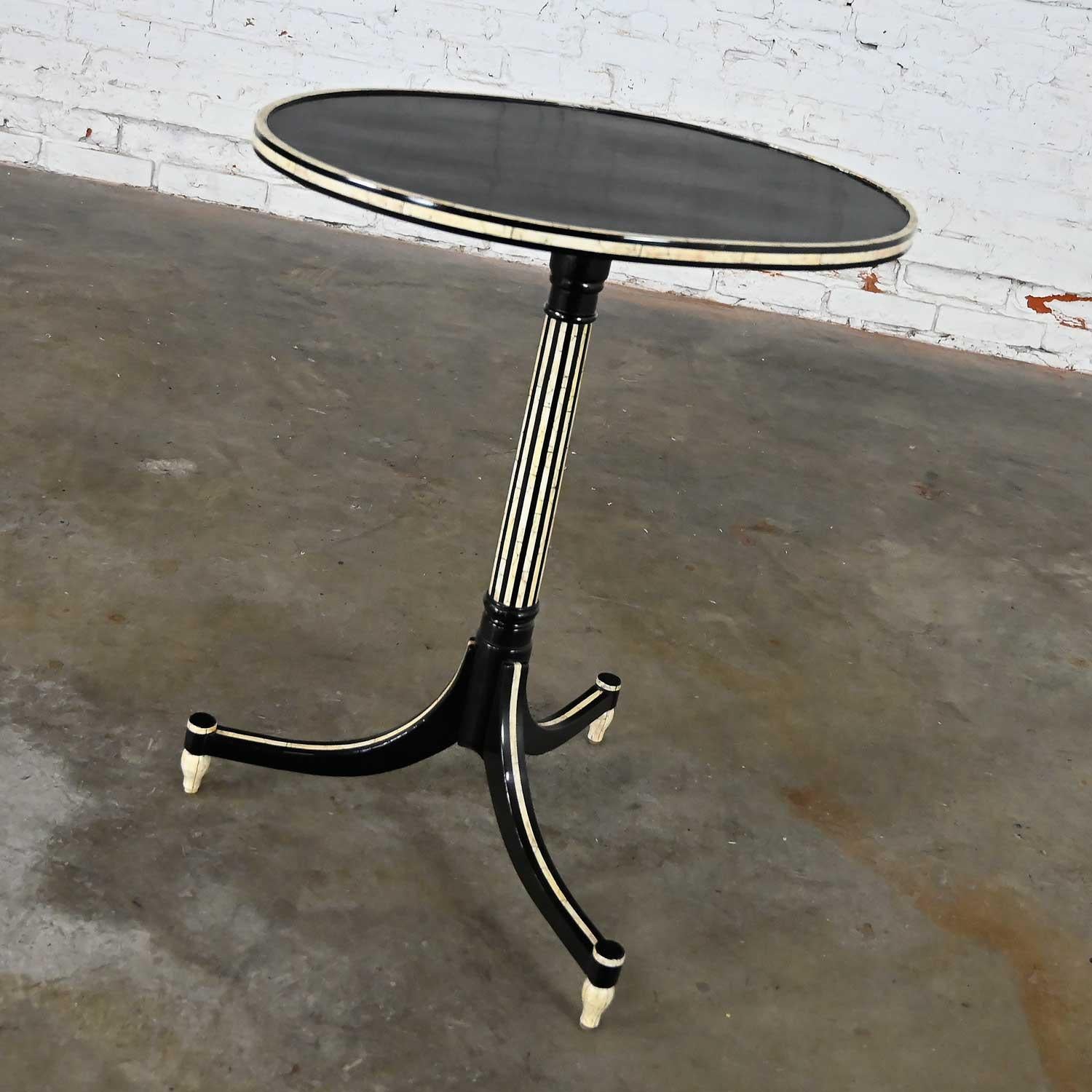 Unknown Neo-Classic Olive Oval Side Table Rose Tarlow Melrose House Ebony Black & White