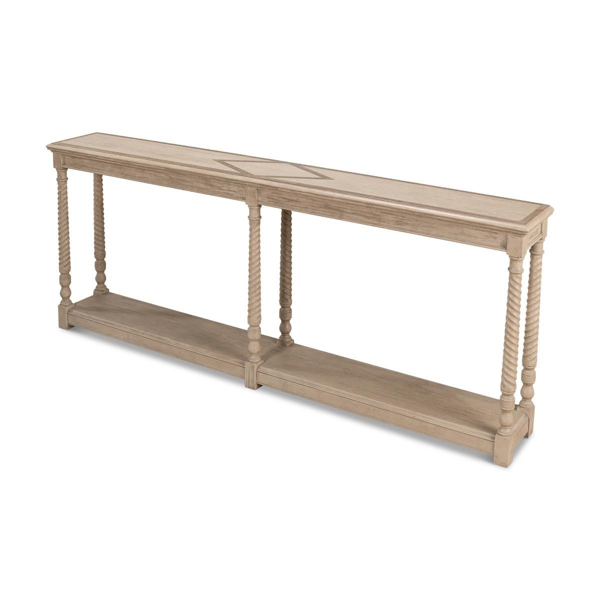 Asian Neo Classic Pine Console Table For Sale