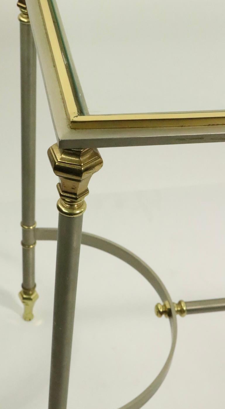 Neoclassic Steel and Brass Console in the Style of Maison Jansen 1