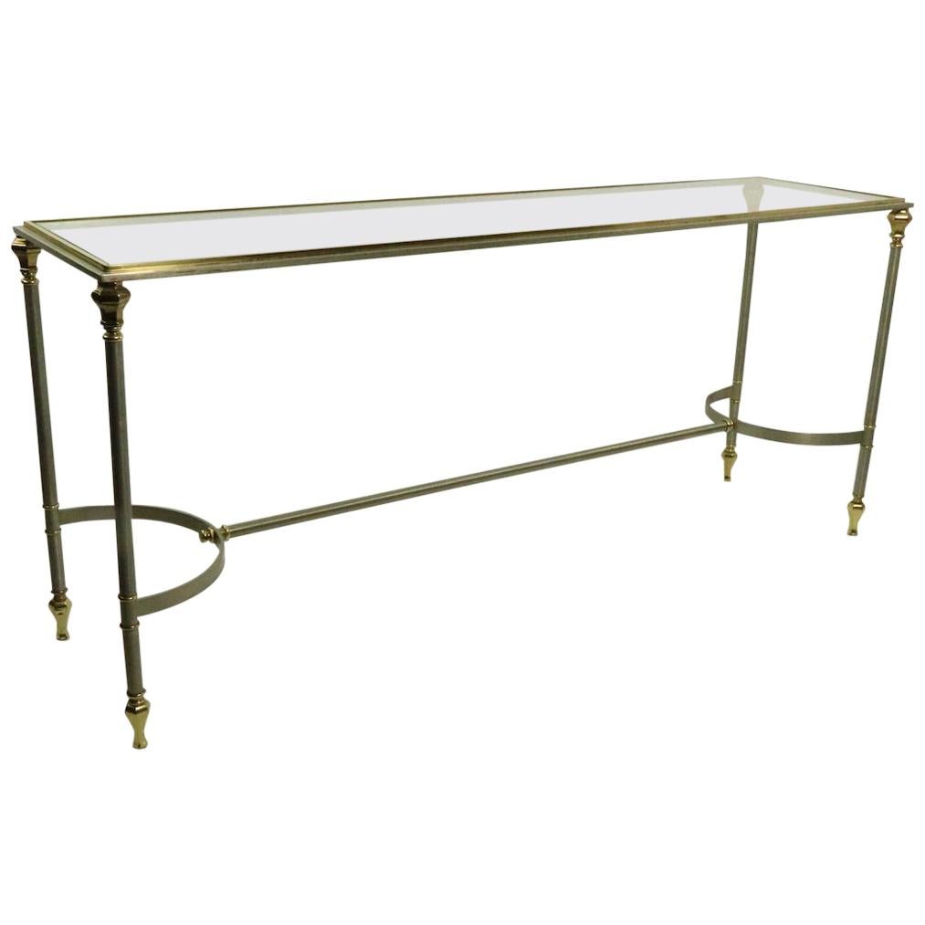 Neoclassic Steel and Brass Console in the Style of Maison Jansen