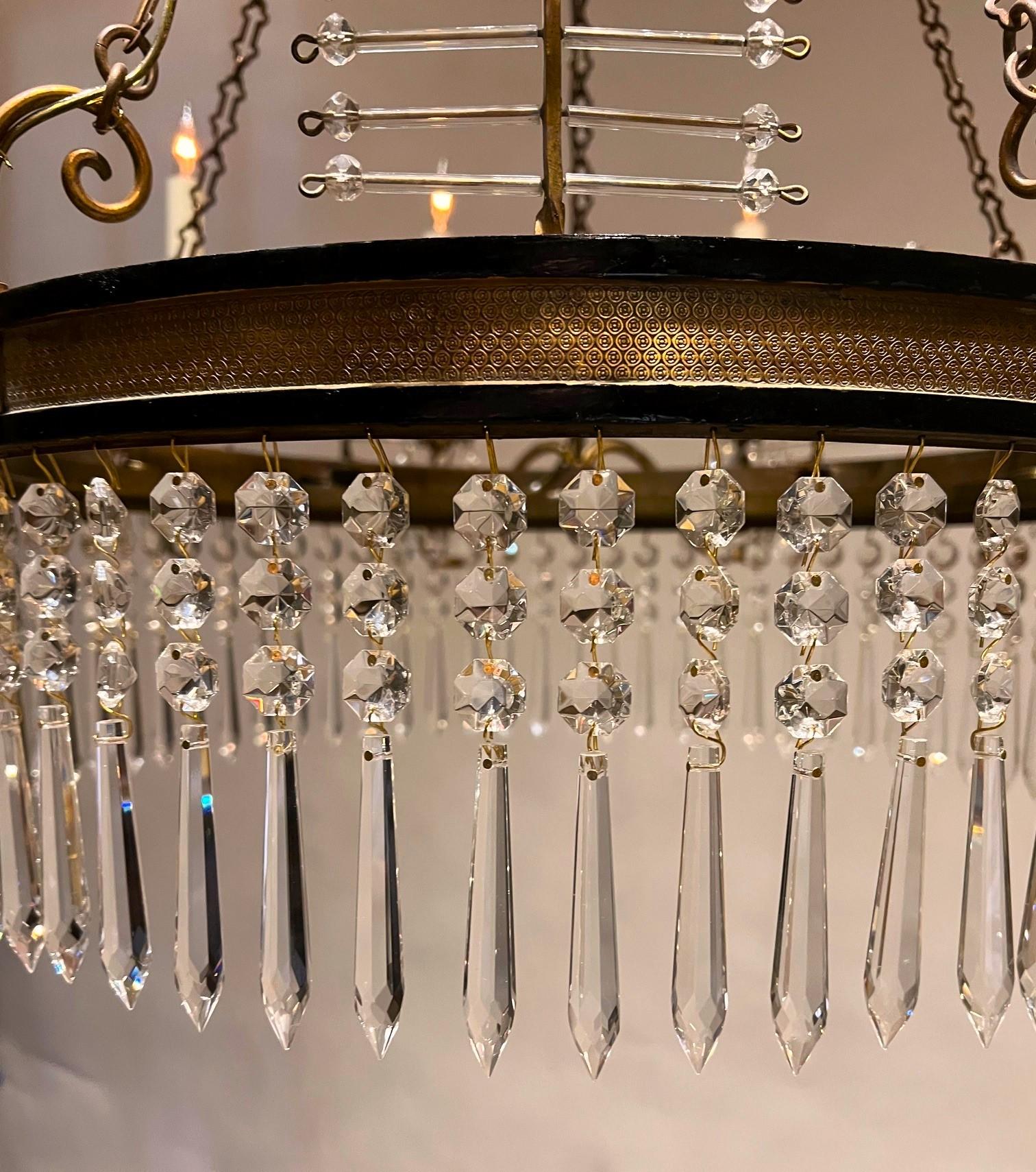 Neo-Classic Style 10-Light Bronze & Crystal Chandelier, Italy, Circa:1920 For Sale 2