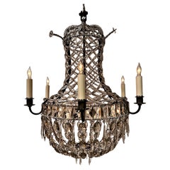 Antique Neo-Classic Style Crystal 9-Light Chandelier, Italy, Circa:1905