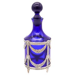 NEO-CLÁSICO Frasco de perfume de aroma sueco en vidrio cobalto y plata de ley 925