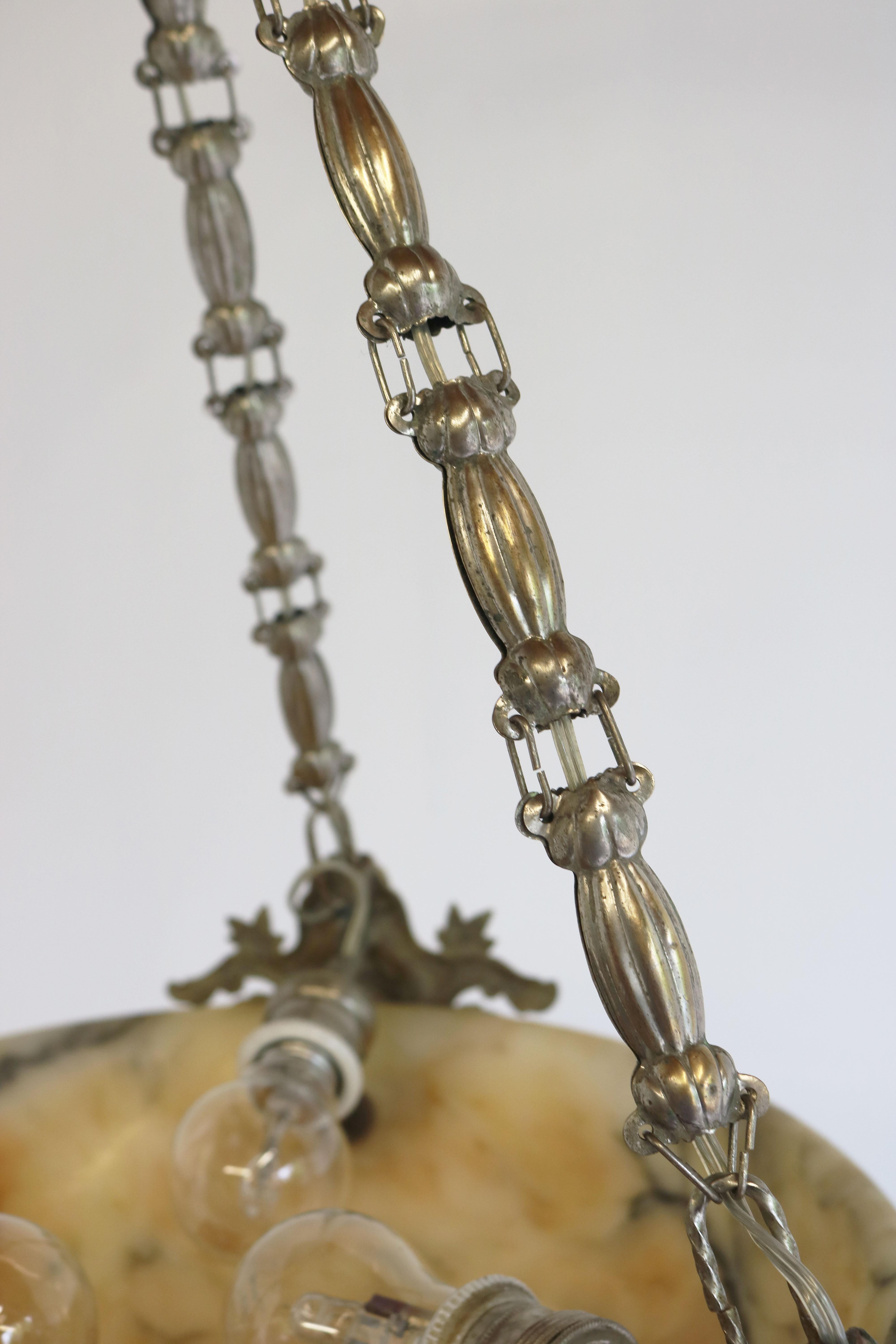 Neoklassizistischer Alabaster-Anhänger/Kronleuchter aus Silber und Bronze, Renaissance-Revival im Angebot 3