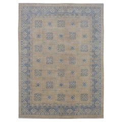 Neo-Classical Beige and Sky Blue Geometric Designed Rug 9'x12'
