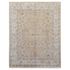 Neo-Classical Beige gold Field with Rust Motif Rug 7'10''x10'