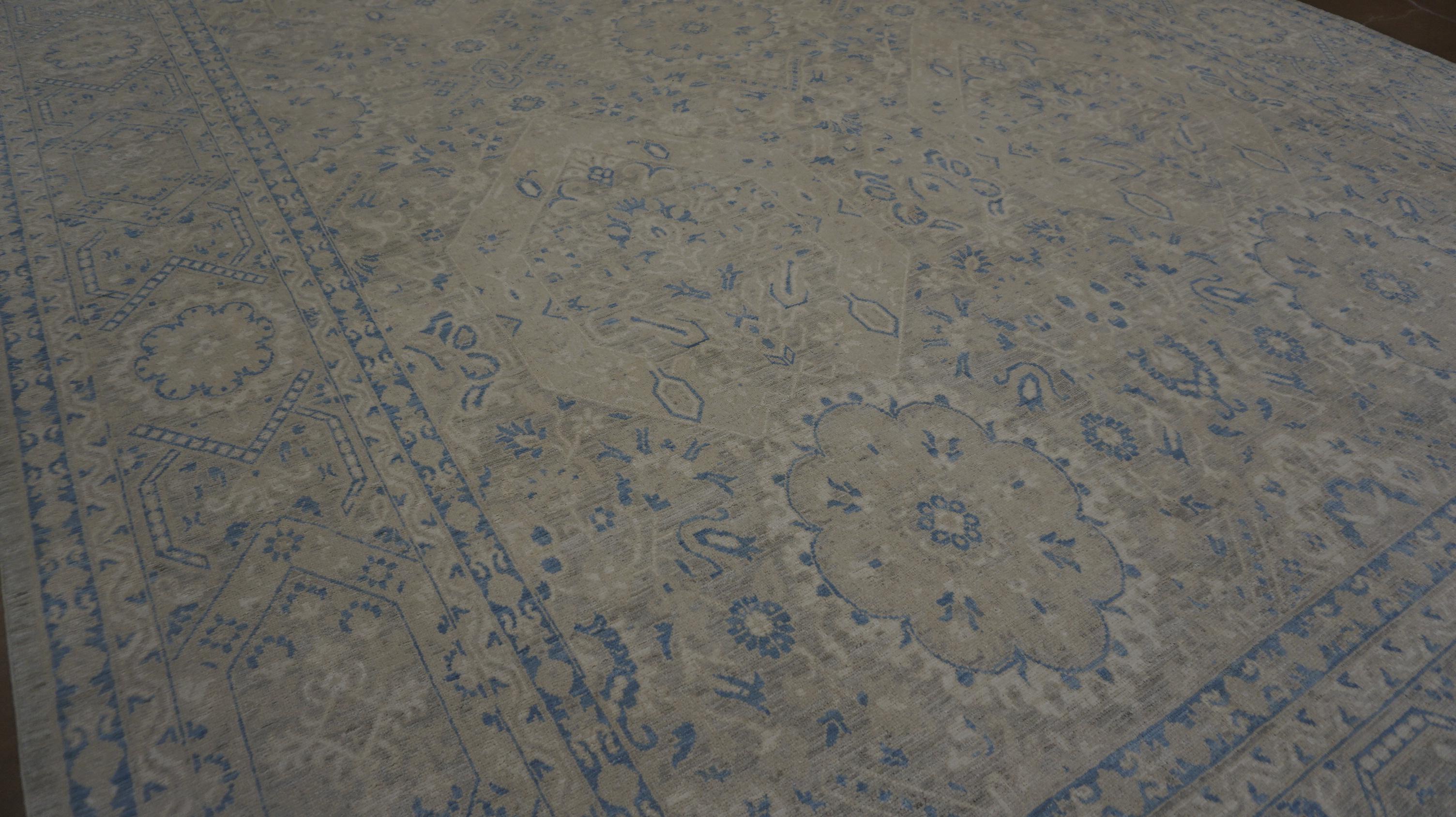 Tapis en laine Sultanabad Rugs beige, vert et bleu néoclassique 8'6''x11'8'' en vente 2