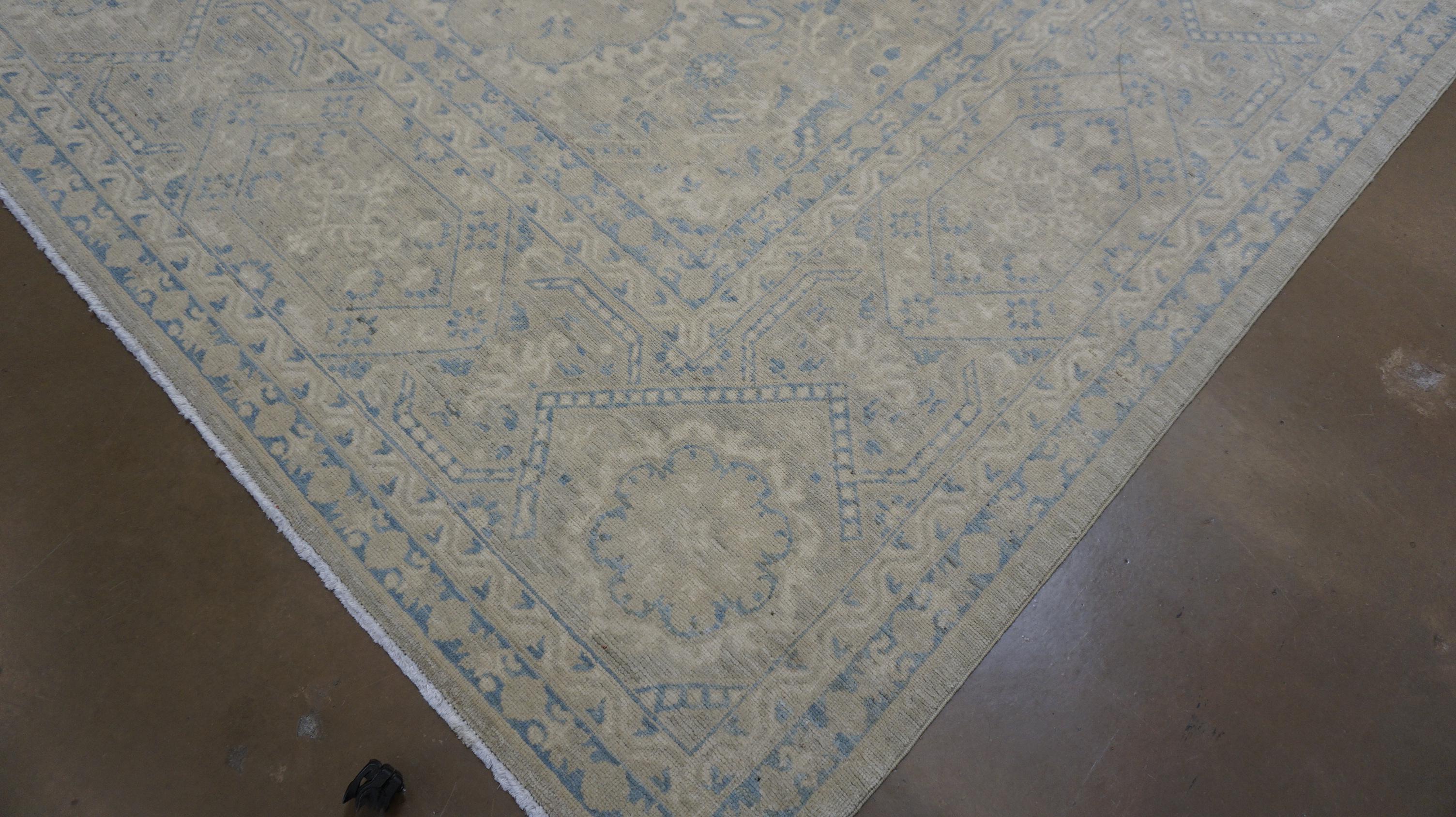 Tapis en laine Sultanabad Rugs beige, vert et bleu néoclassique 8'6''x11'8'' en vente 4
