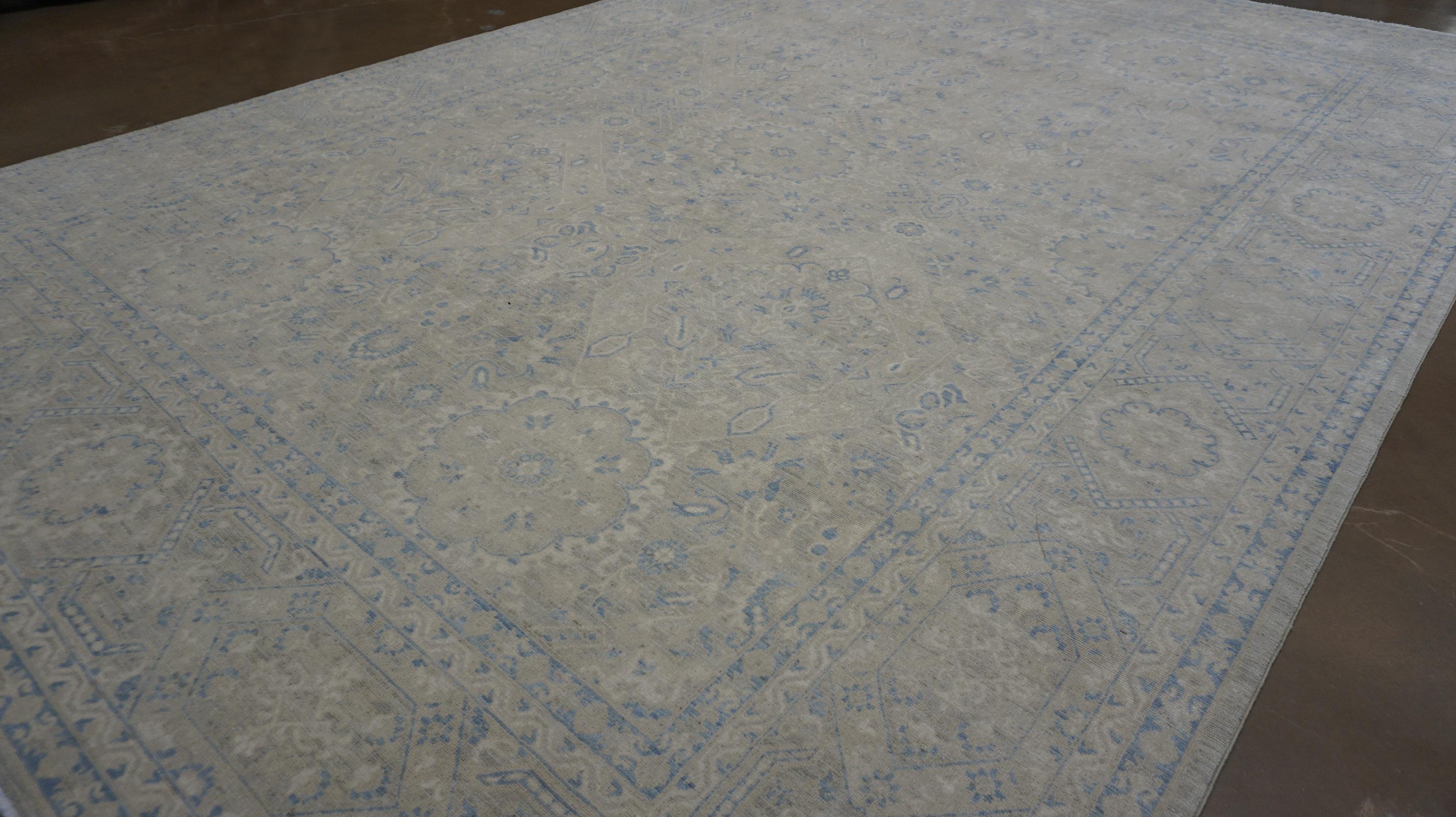 Tapis en laine Sultanabad Rugs beige, vert et bleu néoclassique 8'6''x11'8'' en vente 5