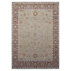 Neo-Classical Beige with Terracotta Floral Motif Rug 8'10''x12'5''