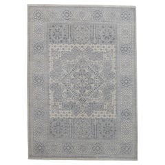 Alfombra mameluca neoclásica azul y gris Alfombra de lana 5'7''x7'9''